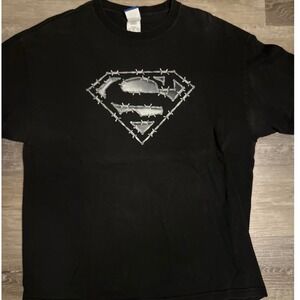 Superman Shield Barbed Wire Graphic T Shirt Mens XL Black DC Comics Activewear